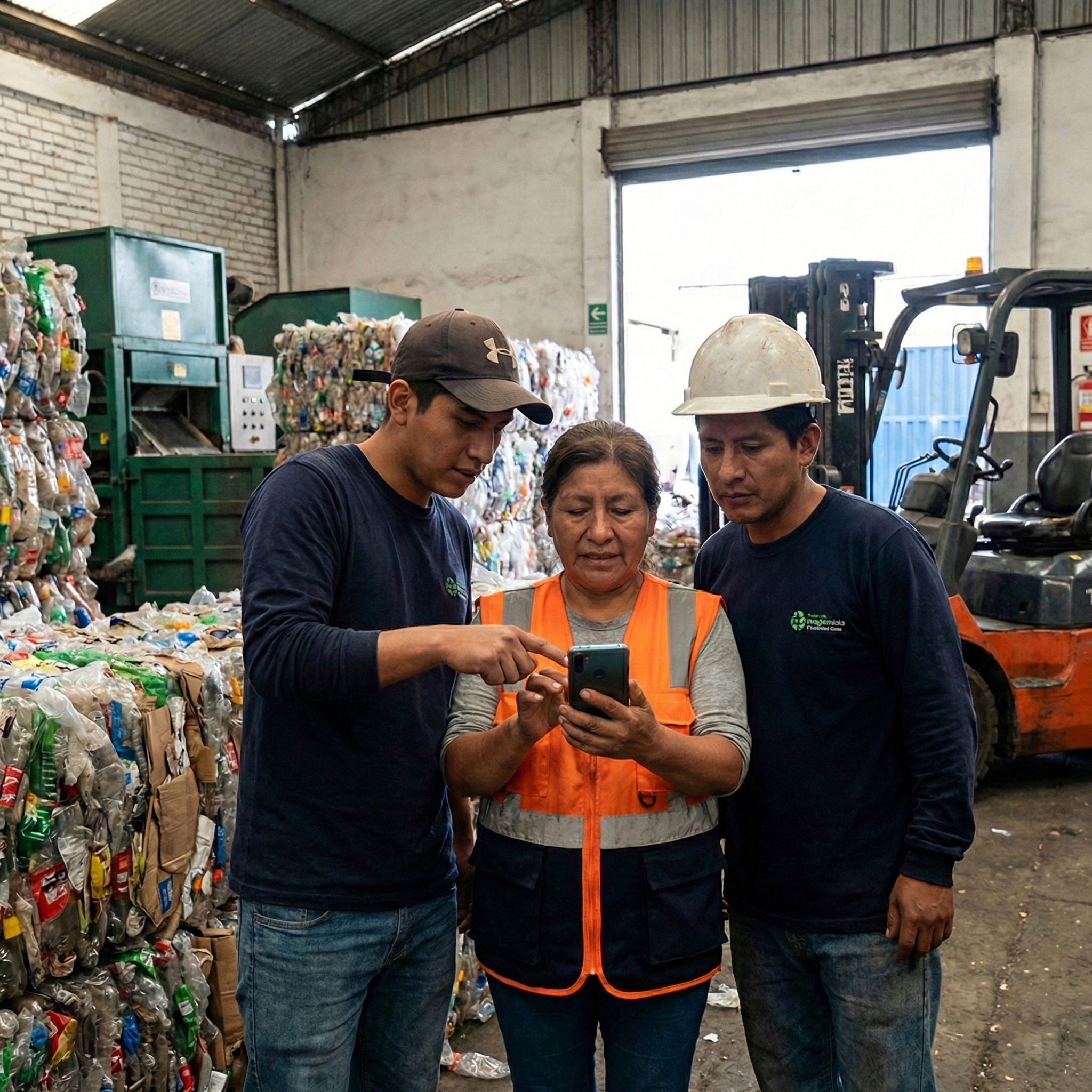 Equipo de reciclaje en acción